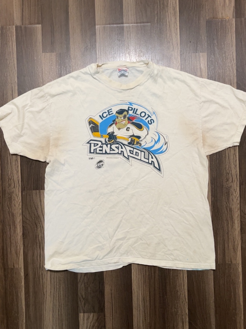 Vintage ICE PILOTS PENSACOLA Hockey NHL Men’s XL White Shirt